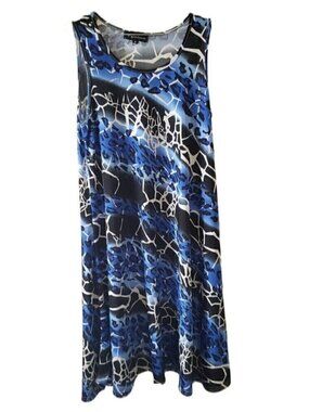 Creation Blue Patterned Sleeveless Midi Dress